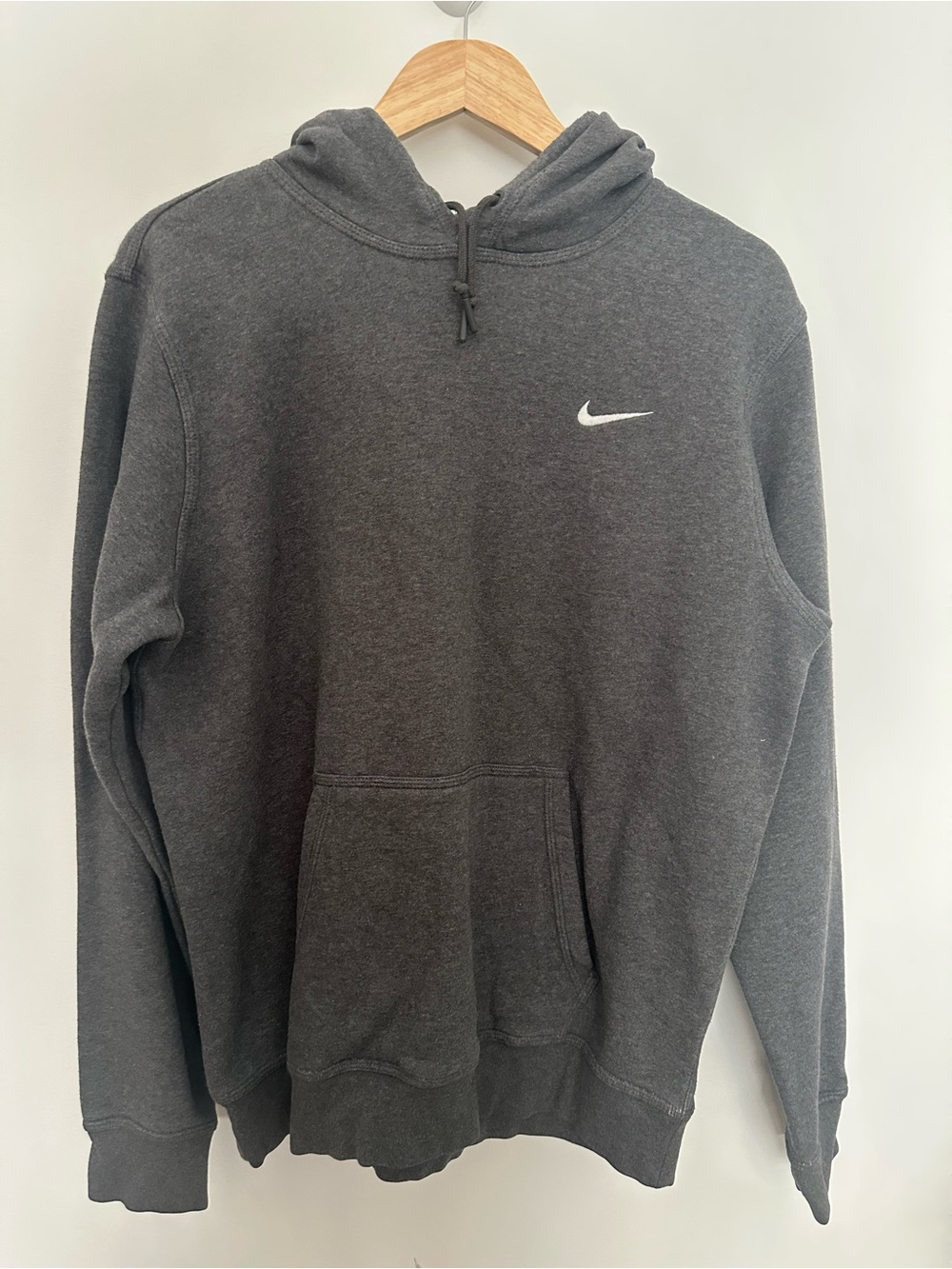 Nike Charcoal Gray Pullover Hoodie with White Swoosh